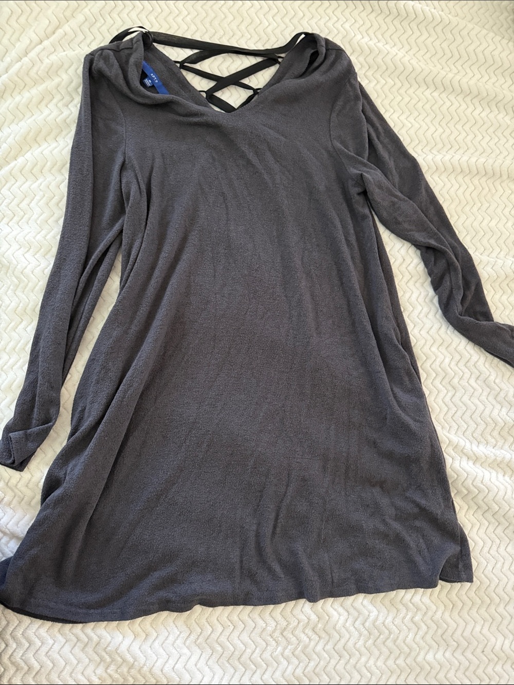 Apt. 9 Charcoal Gray Long Sleeve Crisscross Back Dress